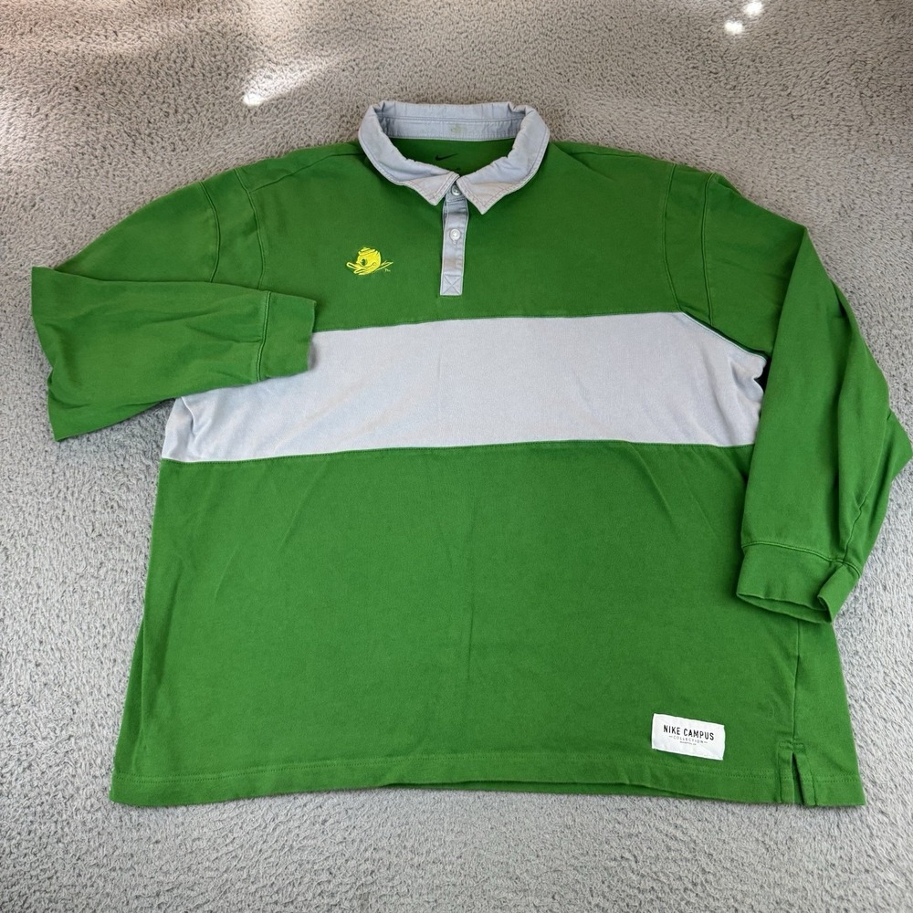 Nike Campus Collection Oregon Ducks Long Sleeve Polo Shirt Rugby Colorblock XL